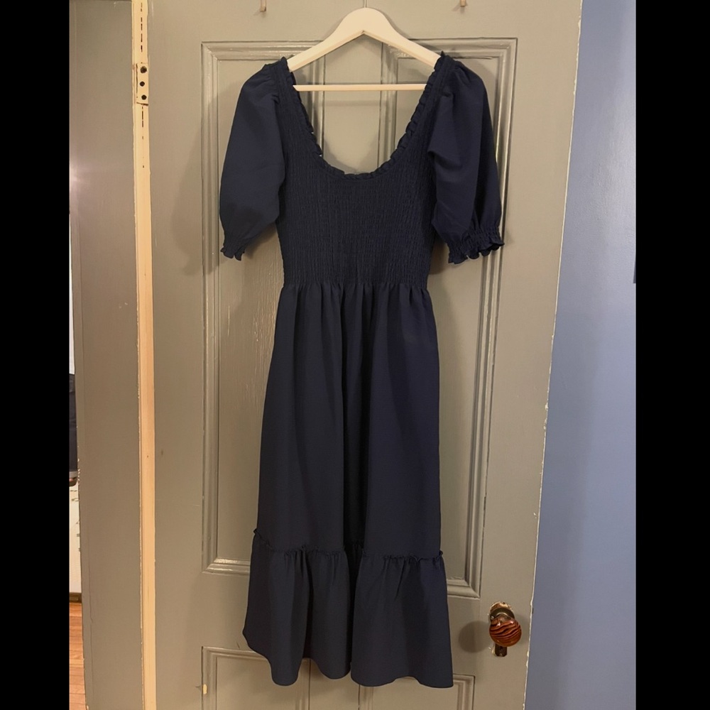HILL HOUSE HOME - Louisa Dress in Navy Crepe